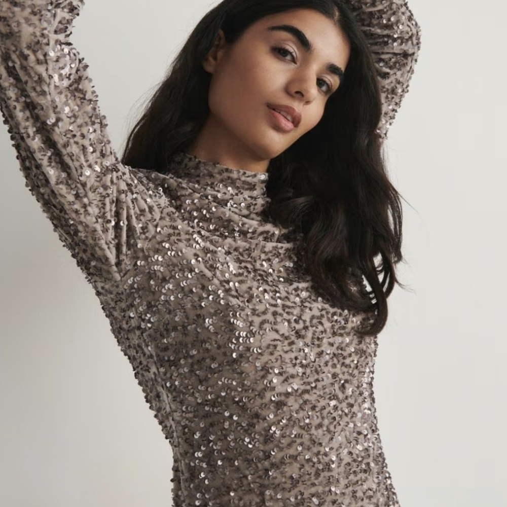 Reserved | Pink Beige Sequin Mini Dress